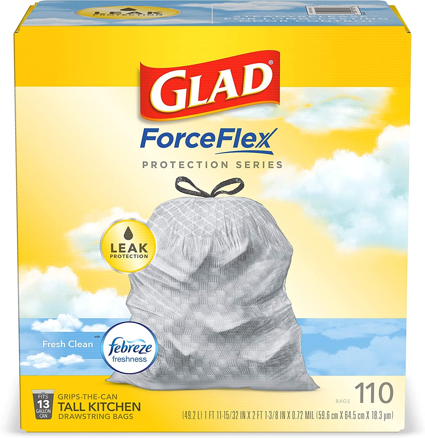 Glad ForceFlex Tall Kitchen Drawstring Trash Bags